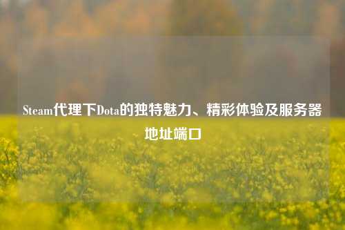 Steam代理下Dota的独特魅力、精彩体验及服务器地址端口