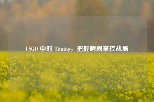 CSGO 中的 Timing,把握瞬间掌控战局