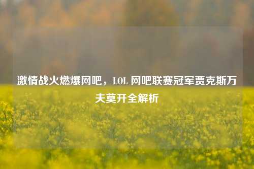 激情战火燃爆网吧,LOL 网吧联赛冠军贾克斯万夫莫开全解析