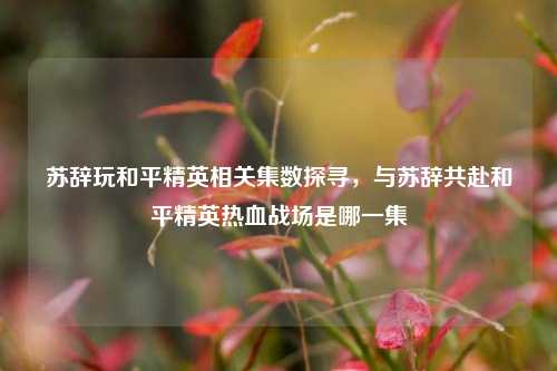 苏辞玩和平精英相关集数探寻,与苏辞共赴和平精英热血战场是哪一集