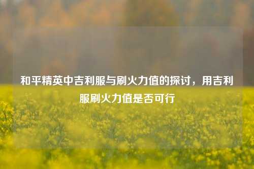 和平精英中吉利服与刷火力值的探讨,用吉利服刷火力值是否可行