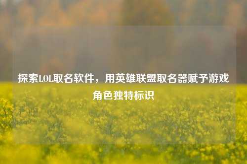 探索LOL取名软件,用英雄联盟取名器赋予游戏角色独特标识