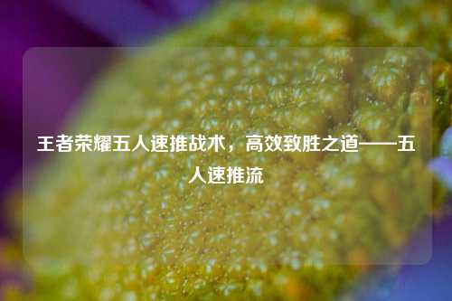 王者荣耀五人速推战术,高效致胜之道——五人速推流
