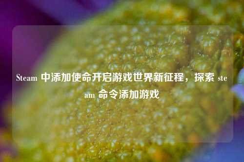 Steam 中添加使命开启游戏世界新征程，探索 steam 命令添加游戏