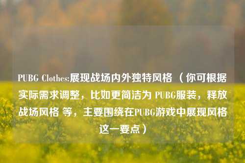 PUBG Clothes:展现战场内外独特风格 （你可根据实际需求调整，比如更简洁为 PUBG服装，释放战场风格 等，主要围绕在PUBG游戏中展现风格这一要点）