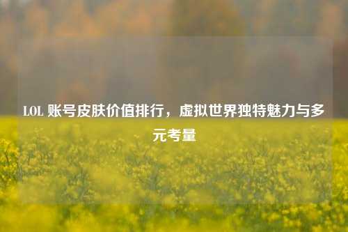 LOL 账号皮肤价值排行，虚拟世界独特魅力与多元考量