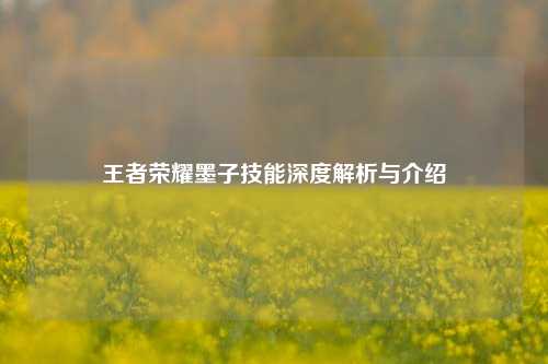 王者荣耀墨子技能深度解析与介绍