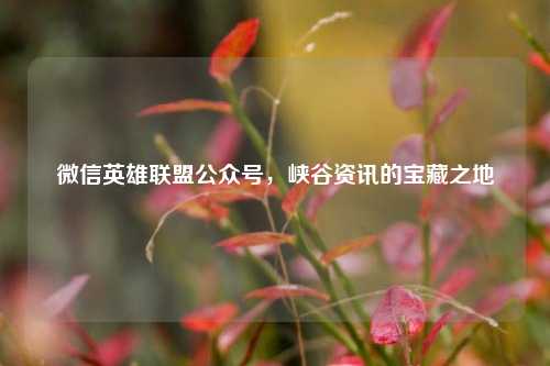 微信英雄联盟公众号,峡谷资讯的宝藏之地