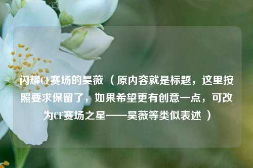 闪耀CF赛场的昊薇 (原内容就是标题,这里按照要求保留了,如果希望更有创意一点,可改为CF赛场之星——昊薇等类似表述 )