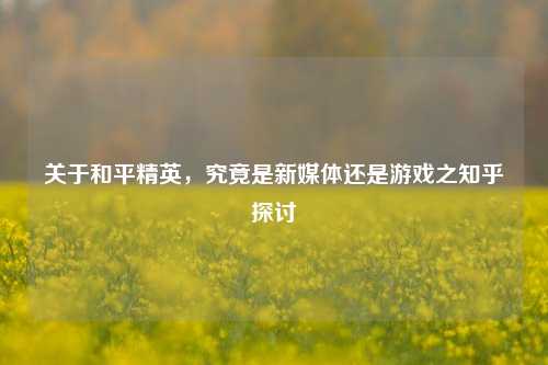 关于和平精英,究竟是新媒体还是游戏之知乎探讨