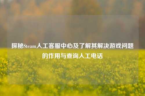 探秘Steam人工客服中心及了解其解决游戏问题的作用与查询人工电话