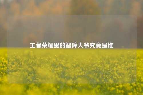 王者荣耀里的智障大爷究竟是谁