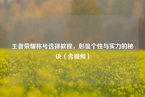 王者荣耀称号选择教程，彰显个性与实力的秘诀（含视频）