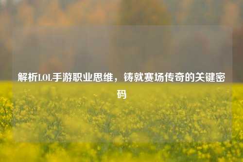 解析LOL手游职业思维，铸就赛场传奇的关键密码