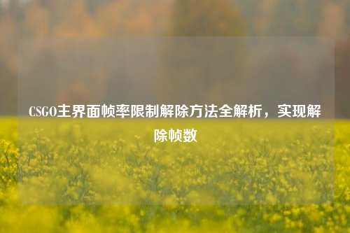 CSGO主界面帧率限制解除方法全解析,实现解除帧数