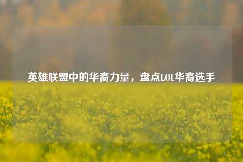 英雄联盟中的华裔力量,盘点LOL华裔选手