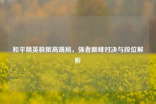 和平精英极限高端局，强者巅峰对决与段位解析