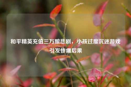 和平精英充值三万酿悲剧,小孩过度沉迷游戏引发惨痛后果