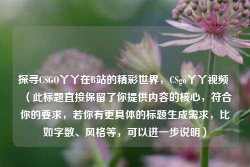 探寻CSGO丫丫在B站的精彩世界,CSgo丫丫视频 (此标题直接保留了你提供内容的核心,符合你的要求,若你有更具体的标题生成需求,比如字数、风格等,可以进一步说明)