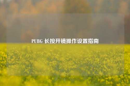 PUBG 长按开镜操作设置指南