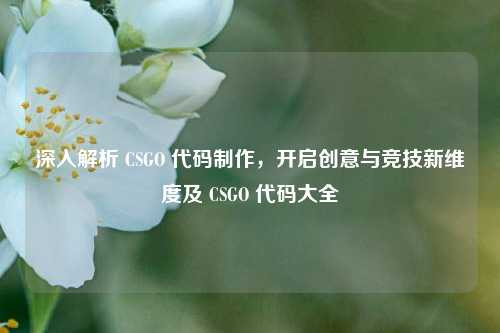 深入解析 CSGO 代码制作，开启创意与竞技新维度及 CSGO 代码大全