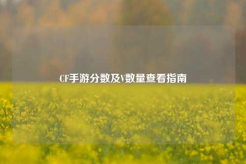CF手游分数及V数量查看指南