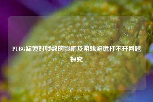 PUBG滤镜对帧数的影响及游戏滤镜打不开问题探究