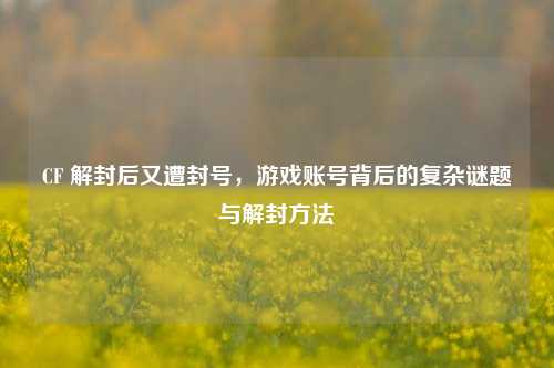 CF 解封后又遭封号，游戏账号背后的复杂谜题与解封方法
