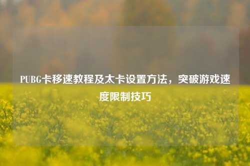 PUBG卡移速教程及太卡设置方法，突破游戏速度限制技巧