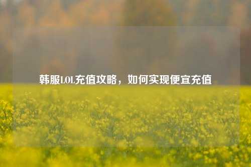 韩服LOL充值攻略，如何实现便宜充值
