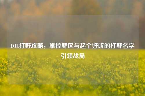 LOL打野攻略，掌控野区与起个好听的打野名字引领战局