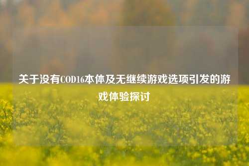 关于没有COD16本体及无继续游戏选项引发的游戏体验探讨