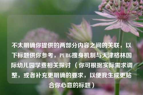 不太明确你提供的两部分内容之间的关联，以下标题供你参考，PUBG搜身机制与天津格林国际幼儿园学费相关探讨 （你可根据实际需求调整，或者补充更明确的要求，以便我生成更贴合你心意的标题）