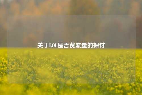 关于LOL是否费流量的探讨