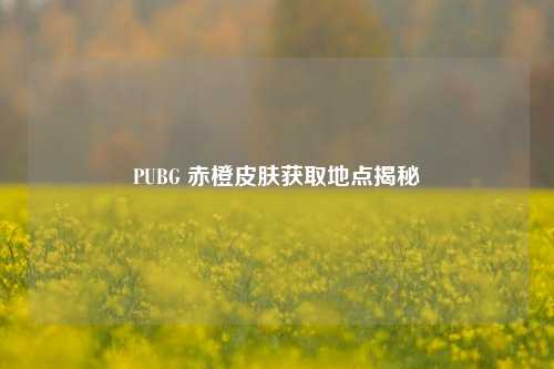 PUBG 赤橙皮肤获取地点揭秘