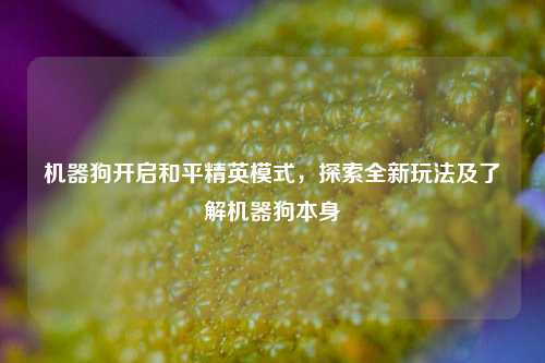机器狗开启和平精英模式，探索全新玩法及了解机器狗本身