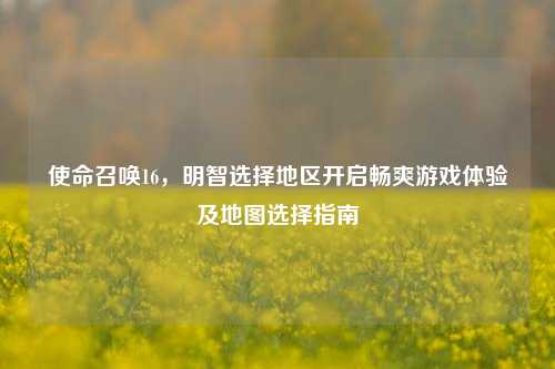 使命召唤16，明智选择地区开启畅爽游戏体验及地图选择指南