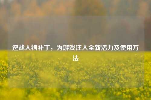 逆战人物补丁，为游戏注入全新活力及使用方法