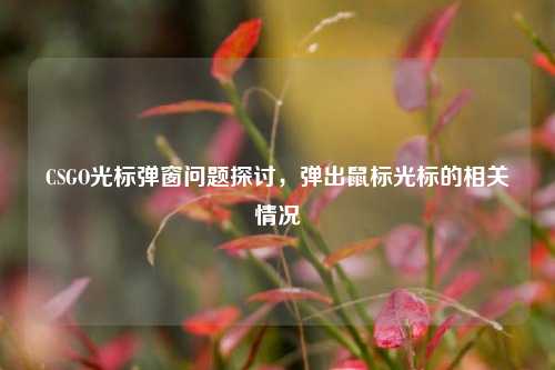 CSGO光标弹窗问题探讨，弹出鼠标光标的相关情况