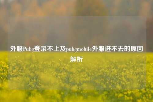 外服Pubg登录不上及pubgmobile外服进不去的原因解析