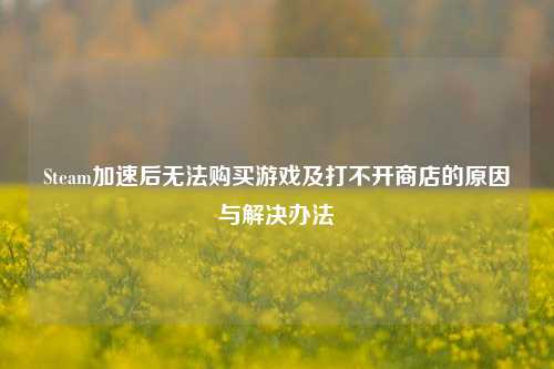 Steam加速后无法购买游戏及打不开商店的原因与解决办法
