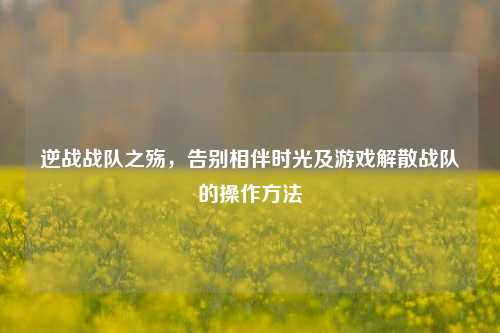 逆战战队之殇，告别相伴时光及游戏解散战队的操作方法