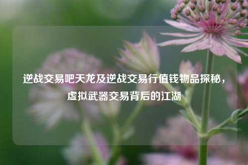 逆战交易吧天龙及逆战交易行值钱物品探秘，虚拟武器交易背后的江湖