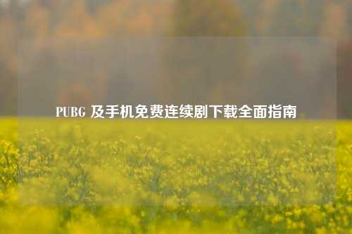 PUBG 及手机免费连续剧下载全面指南