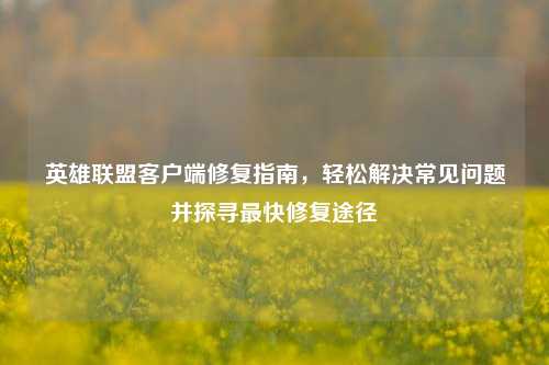 英雄联盟客户端修复指南,轻松解决常见问题并探寻最快修复途径