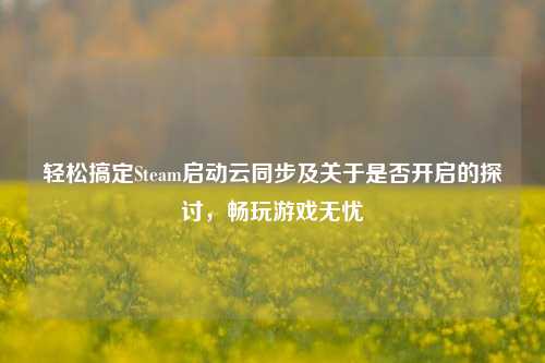 轻松搞定Steam启动云同步及关于是否开启的探讨，畅玩游戏无忧