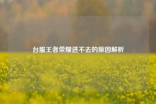 台服王者荣耀进不去的原因解析