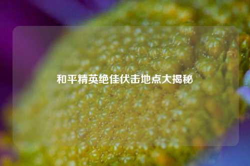 和平精英绝佳伏击地点大揭秘