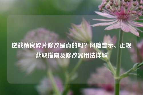 逆战精良碎片修改是真的吗？风险警示、正规获取指南及修改器用法详解