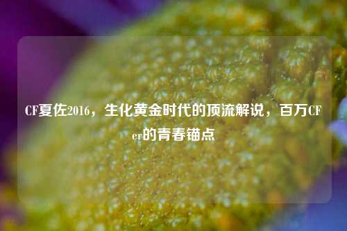 CF夏佐2016,生化黄金时代的顶流解说,百万CFer的青春锚点
